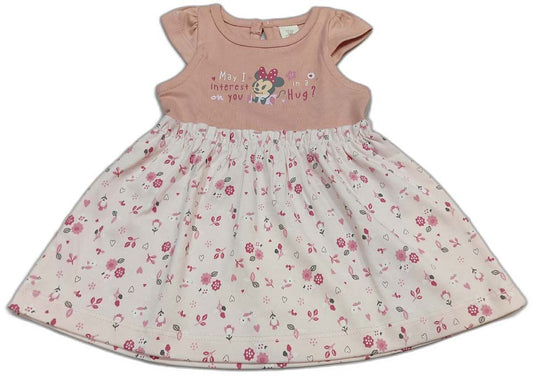 Baby Girls Floral Print A-Line Dress - Peach