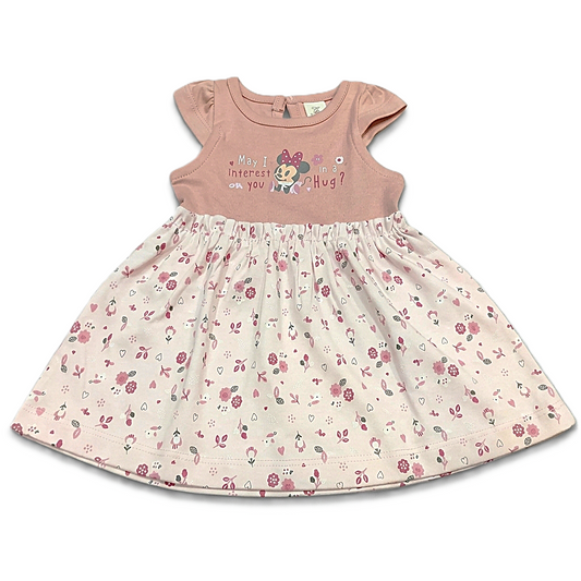Baby Girls Floral Print A-Line Dress - Peach