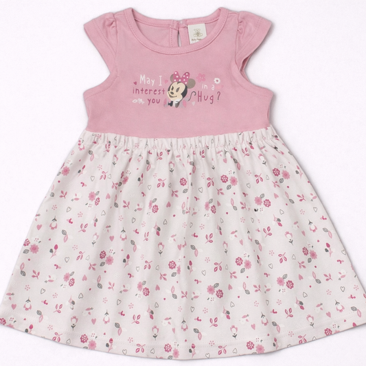 Baby Girls Floral Print A-Line Dress - Pink
