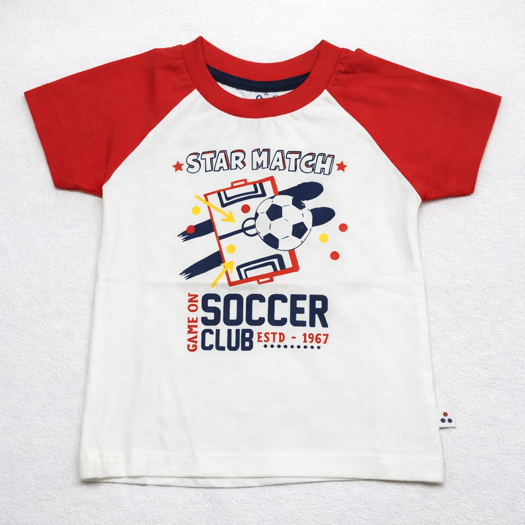 Simply Baby Boys Soccer Club Printed T-Shirt Cotton Sports Tee - Cutypi