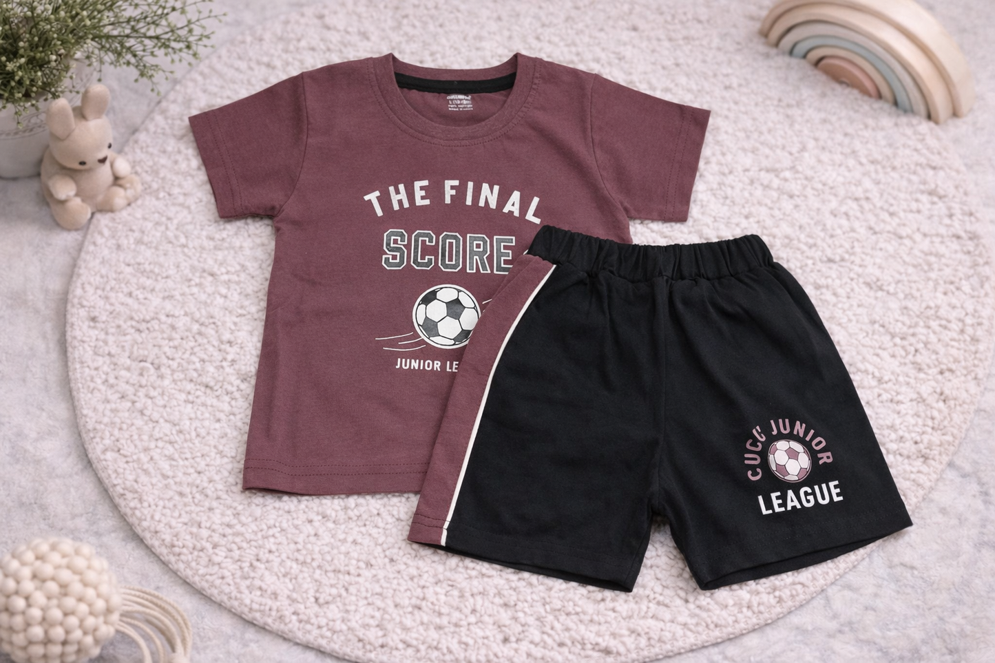 Baby Boys Soccer Print T-Shirt & Shorts Set Cotton Sports Outfit