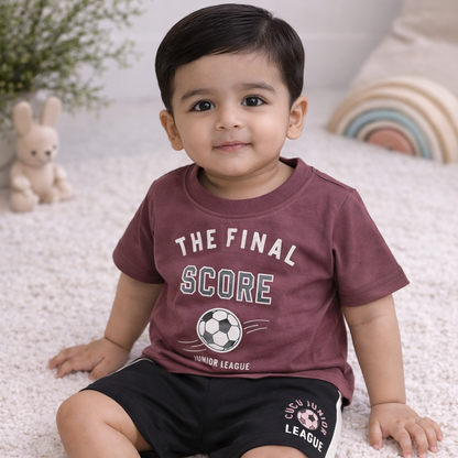 Cucumber Baby Boys Soccer Print T-Shirt & Shorts Set Cotton Sports Outfit  - Cutypi