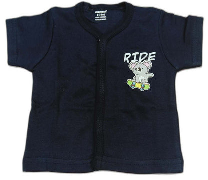 Cucumber New Born Baby Front Open Top with Bib and Nappy - Blue