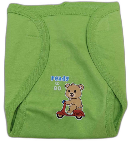 Cucumber New Born Baby Front Open Top with Bib and Nappy - Green