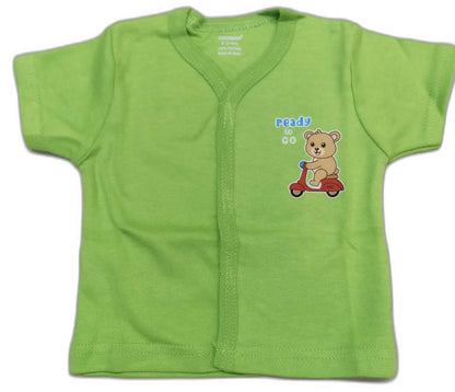 Cucumber New Born Baby Front Open Top with Bib and Nappy - Green
