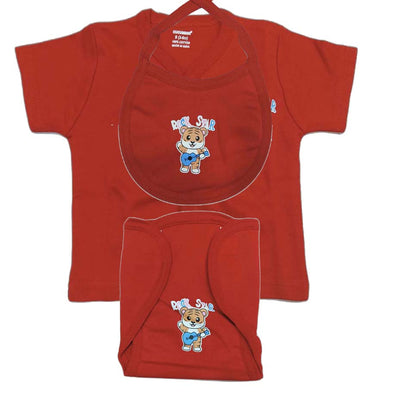 Cucumber New Born Baby Front Open Top with Bib and Nappy - Maroon