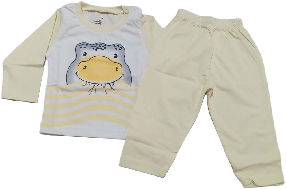 Boys Regular Printed T-Shirt with Joggers - Light Yellow