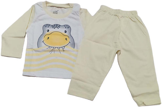 Boys Regular Printed T-Shirt with Joggers - Light Yellow