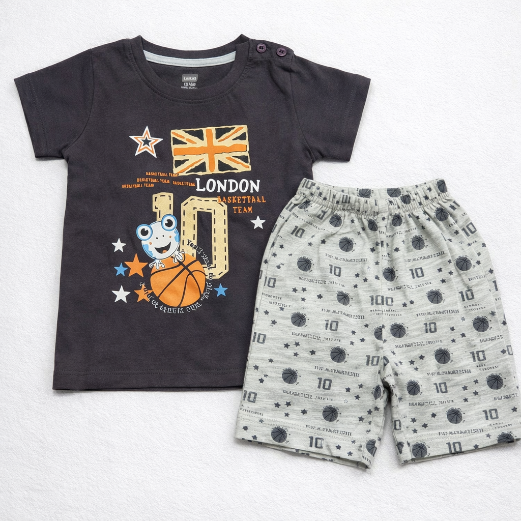 Luvlap Baby Boys Basketball Printed T-Shirt & Shorts Set Cotton Summer Outfit  - Cutypi