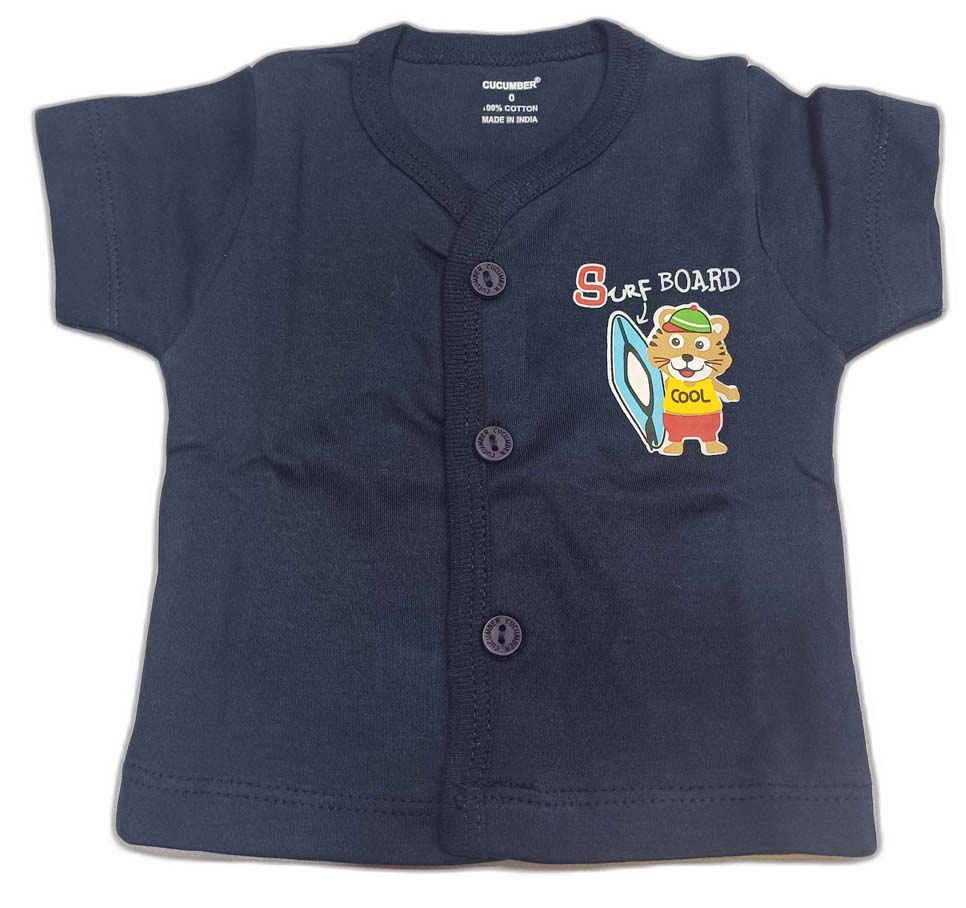 Cucumber New Born Baby Front Open Printed Top - Pack of 3