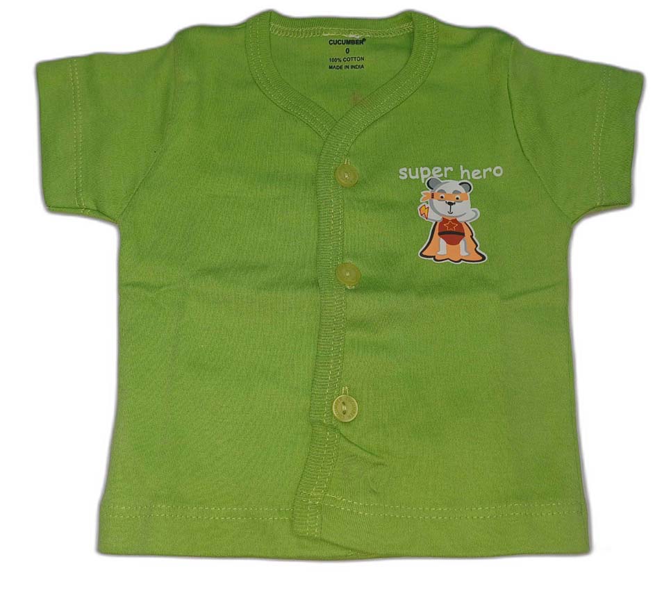 Cucumber New Born Baby Front Open Printed Top - Pack of 3