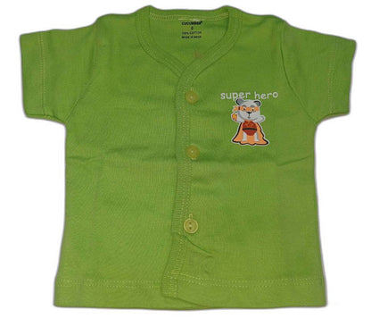 Cucumber New Born Baby Front Open Printed Top - Pack of 3