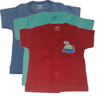 Cucumber New Born Baby Front Open Top - Pack of 3