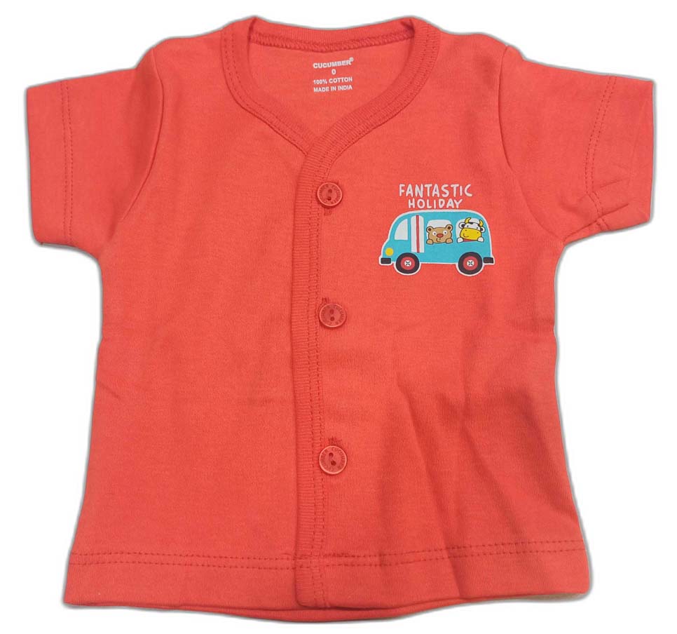 Cucumber New Born Baby Front Open Printed Top - Pack of 3