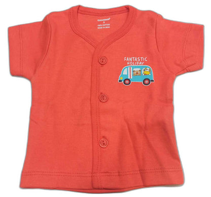 Cucumber New Born Baby Front Open Printed Top - Pack of 3