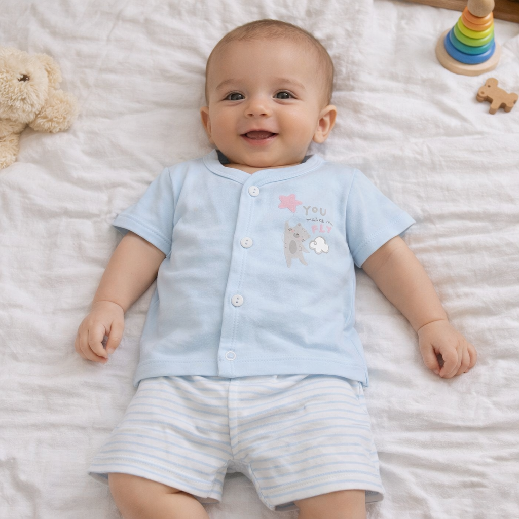 Simply Simply New Born Baby Front Open Suit - Light Blue - Cutypi