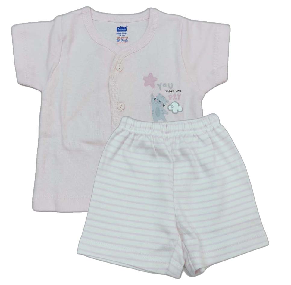 Simply New Born Baby Front Open Suit - Light Pink