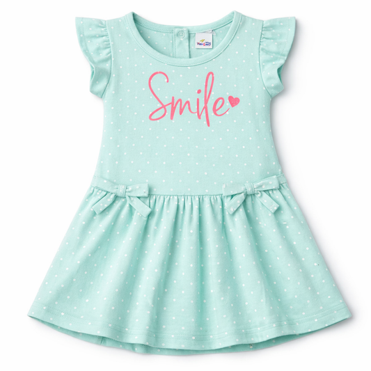 Zero Baby Girl Cotton Dress Love Heart Print Blue Casual Summer Frock - Cutypi