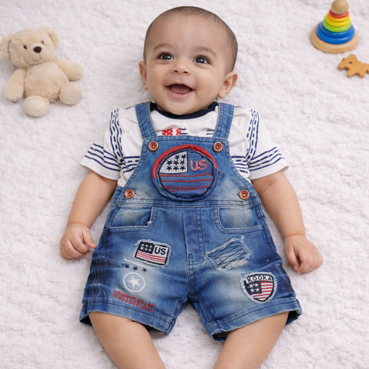 Denim Dungaree with T Shirt for Kids