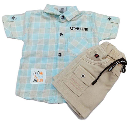 Boys Regular Fit Checked Casual Shirt with Pant