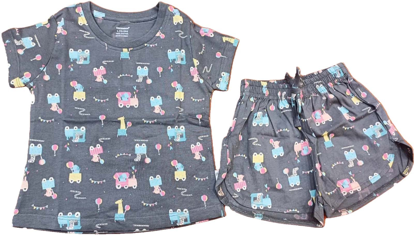 Kids T-Shirt | Top Hot Pant set for Girls - Grey
