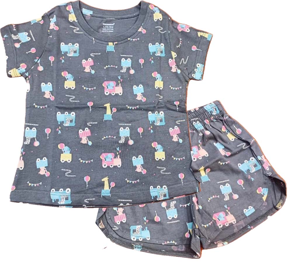 Kids T-Shirt | Top Hot Pant set for Girls - Grey