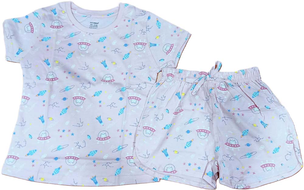 Kids T-Shirt | Top Hot Pant set for Girls - Pink