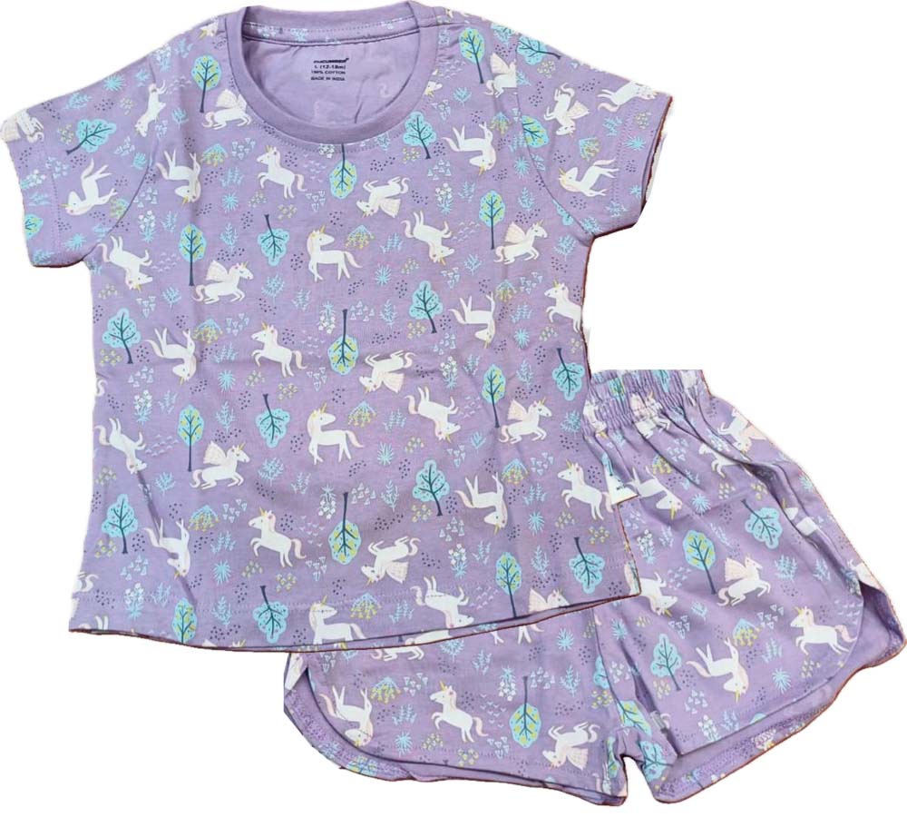 Kids T-Shirt | Top Hot Pant set for Girls - Purple