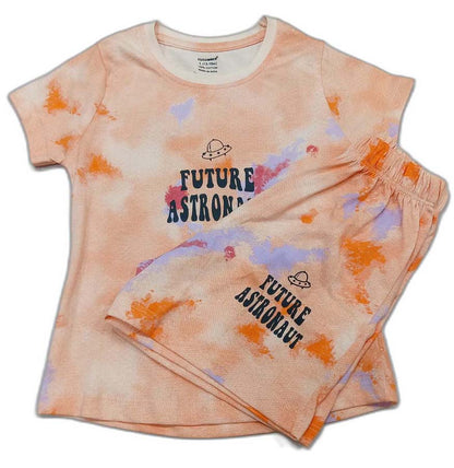 Cucumber Girls Half Sleeves Multicolor Austronaut Printed Suit