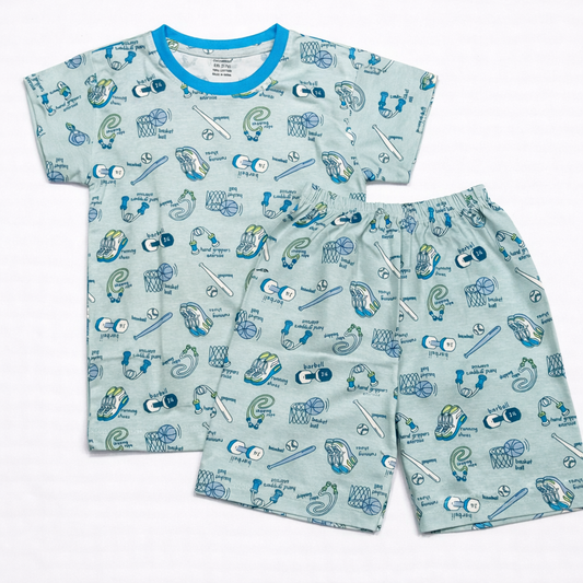 Cucumber Baby Sports Print Green T-Shirt & Shorts Set  - Cutypi