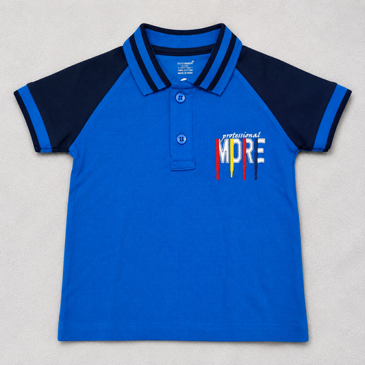 Cucumber Baby Boys Varsity Polo Collar T-Shirt Blue Half Sleeve Cotton
