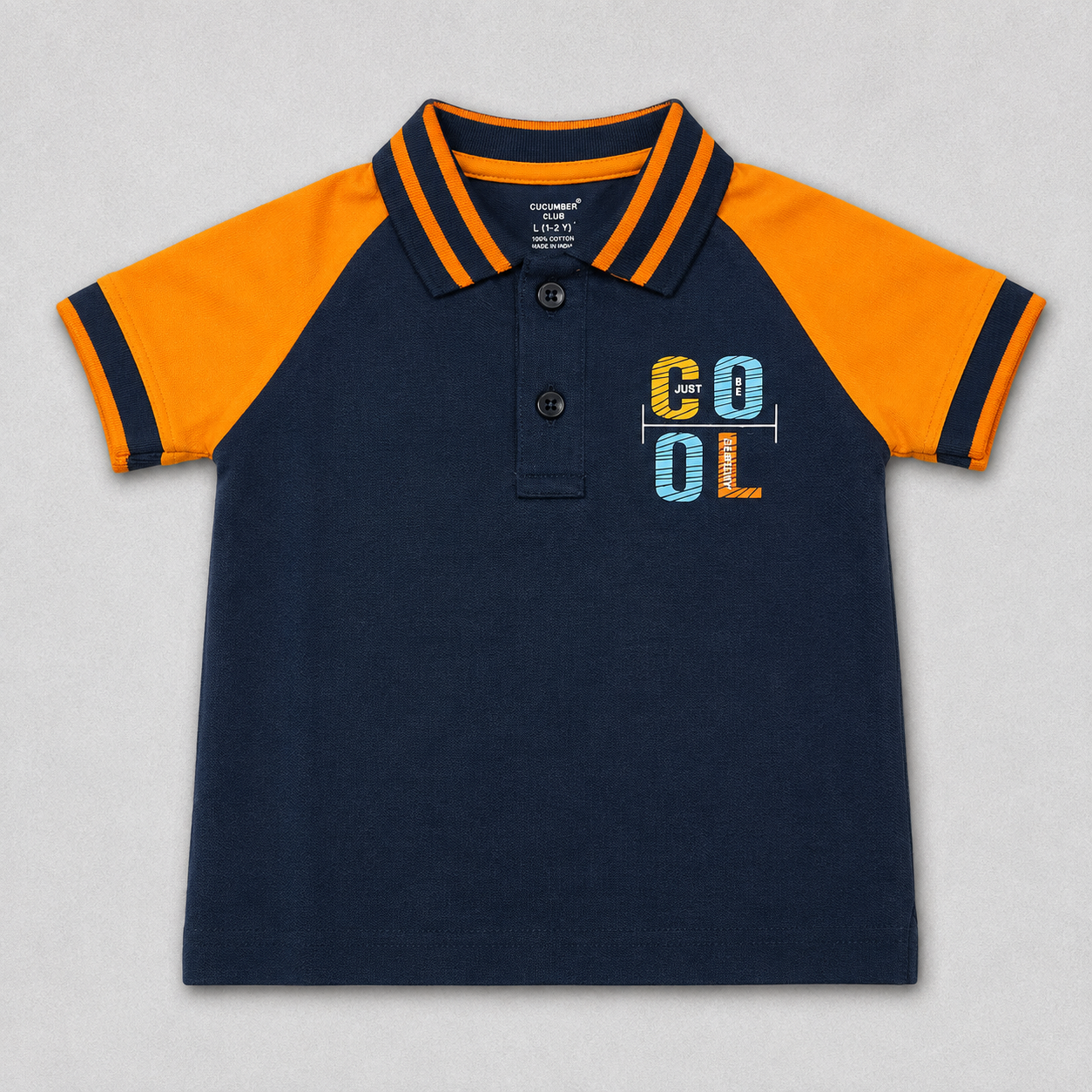Cucumber Baby Boys Varsity Polo Collar T-Shirt Half Sleeve Cotton