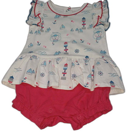 Baby Girls White & Red Printed Knitted Cotton Bodysuits