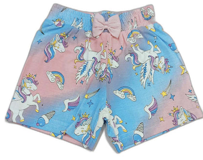 Infant Unicorn printed Top with short - Pink