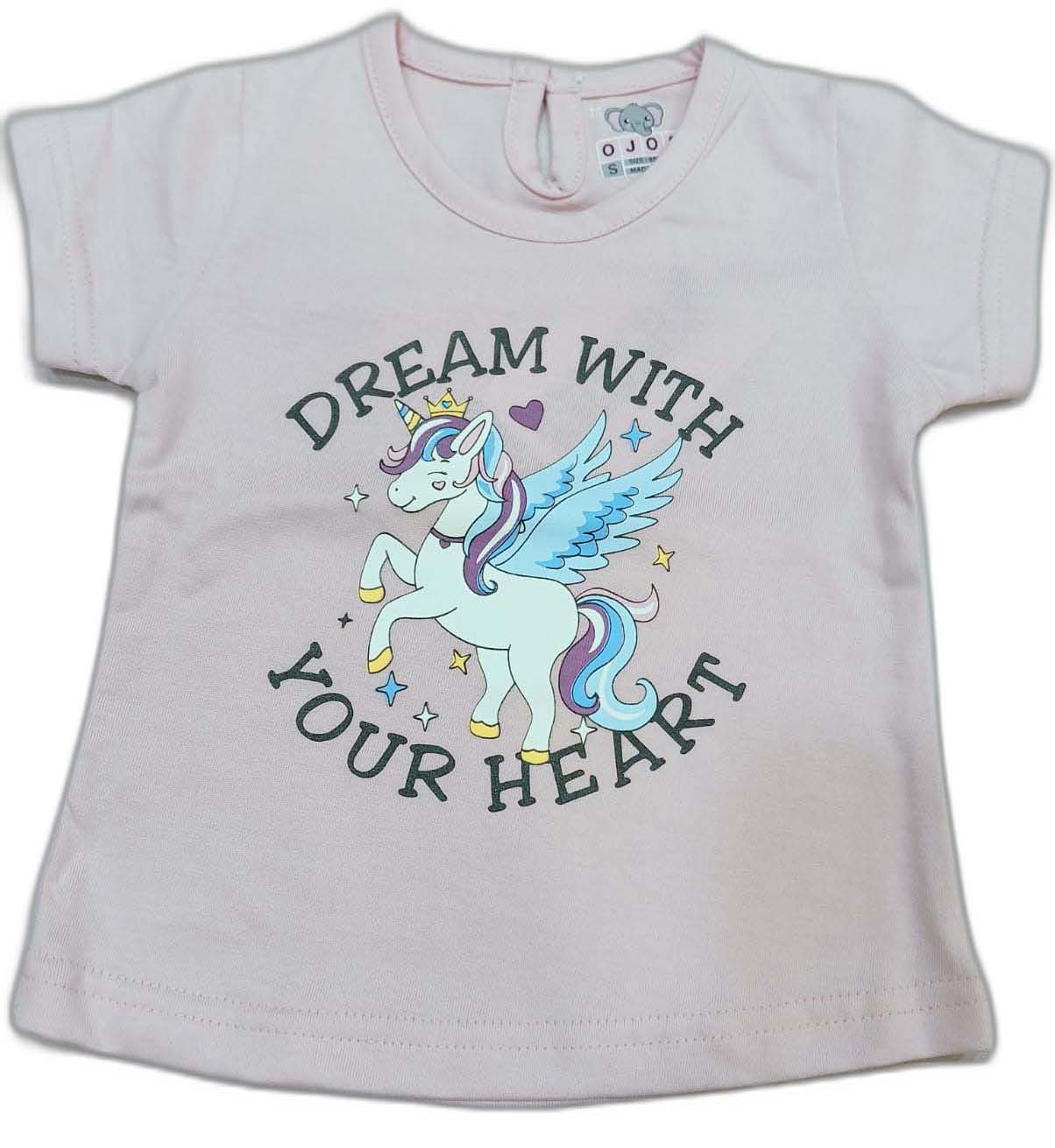 Infant Unicorn printed Top with short - Pink