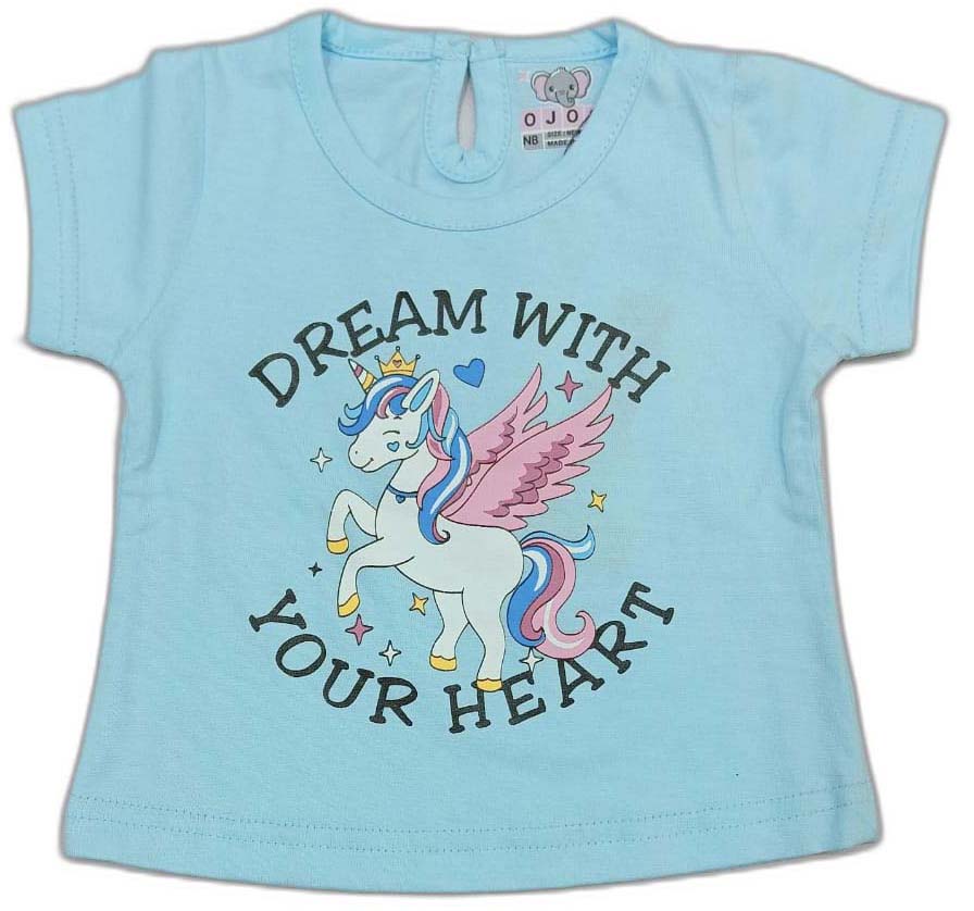 Infant Unicorn printed Top with short - Sky Blue