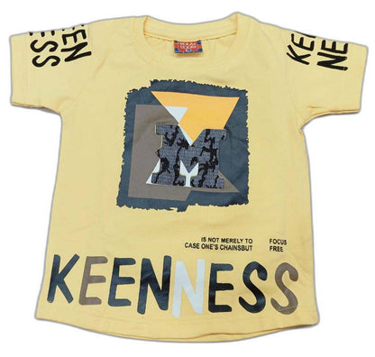Boys Keenness Printed T-Shirt and Denim Shorts Set for Kids