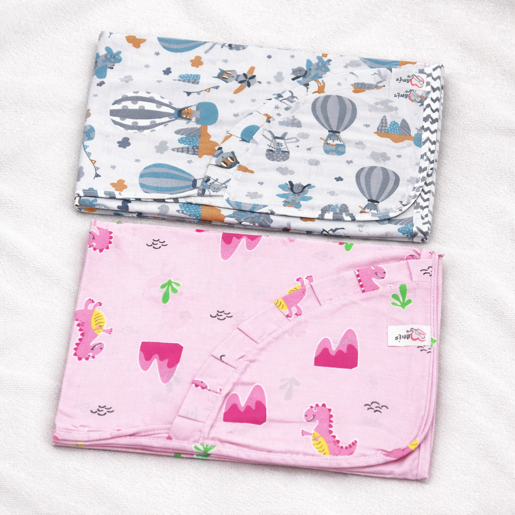 Baby Cotton Cloth Soft Breathable Cartoon Print Multiuse Baby Wrap Sheet Set ƒ?? Cutypi