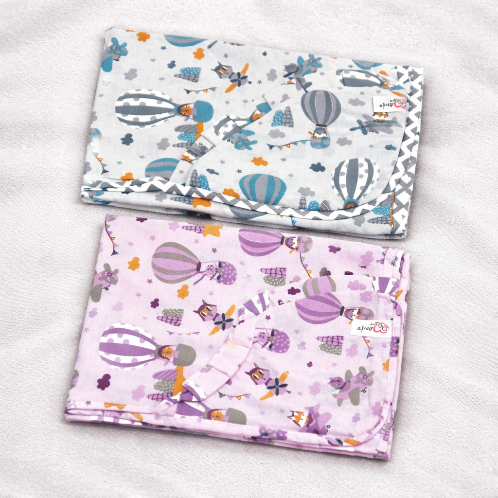 Baby Cotton Cloth Soft Breathable Cartoon Print Multiuse Baby Wrap Sheet Set ƒ?? Cutypi