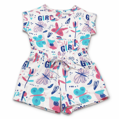 Floral Print Baby Girls Jumpsuit - White