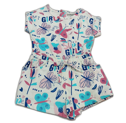 DoreMe Floral Print Baby Girls Jumpsuit - White - Cutypi