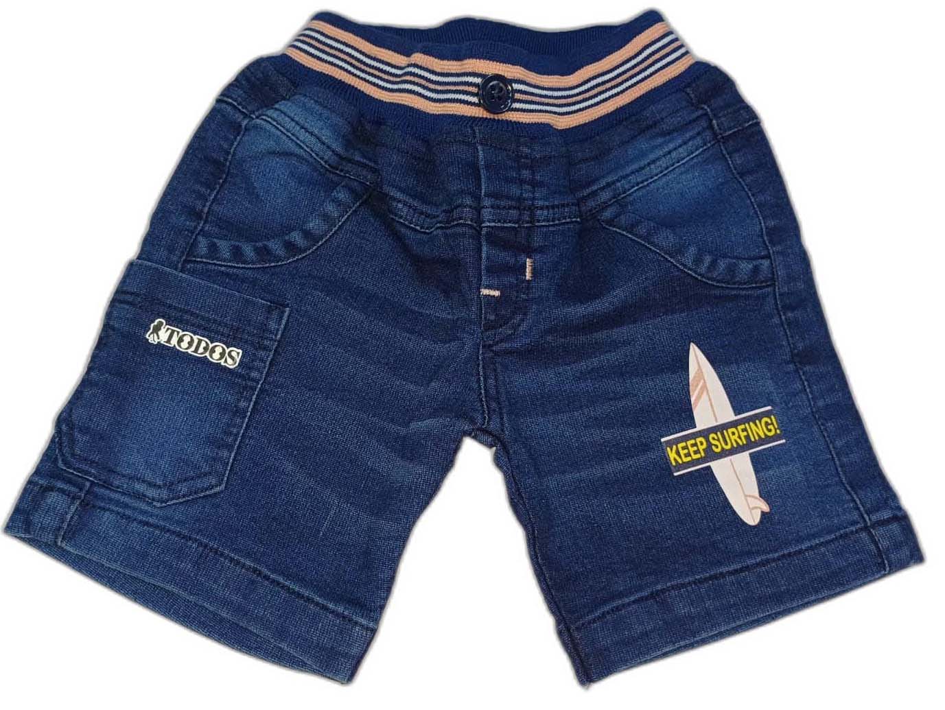 Boys Surf Adventure Printed T-Shirt with Denim Half Pant