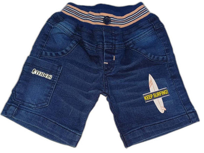 Boys Surf Adventure Printed T-Shirt with Denim Half Pant