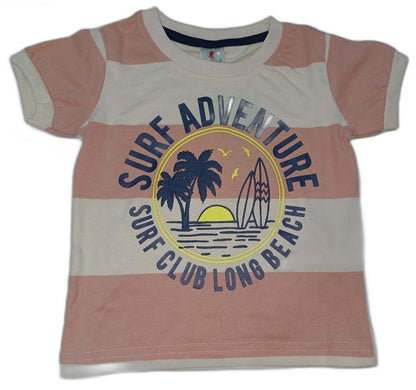 Boys Surf Adventure Printed T-Shirt with Denim Half Pant