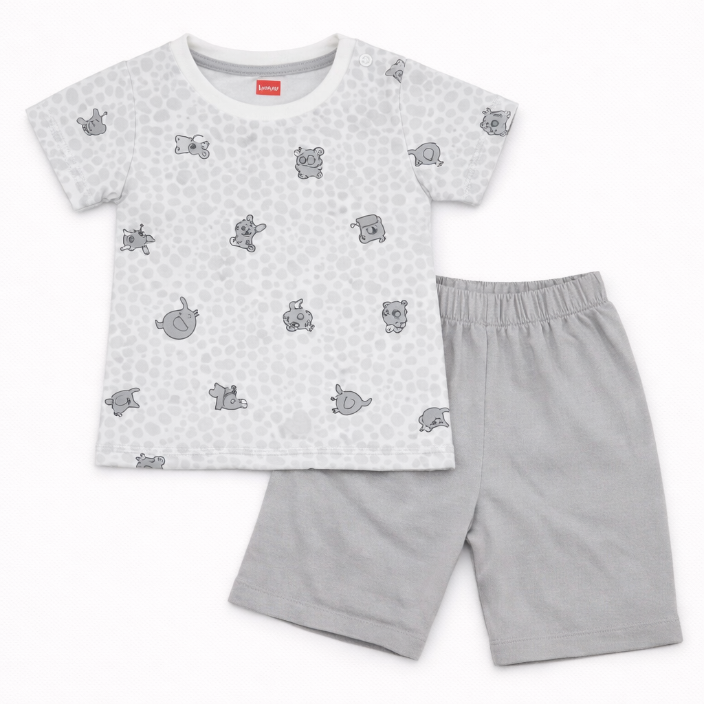 Luvlap Baby Boys Printed T-Shirt & Shorts Set Soft Cotton Summer Outfit  - Cutypi
