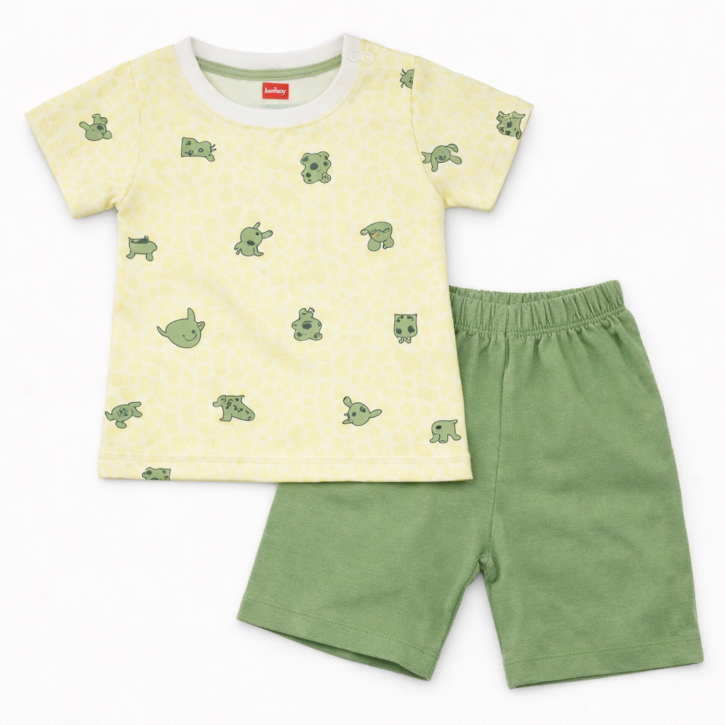 Luvlap Baby Boys yellow Printed T-Shirt & Shorts Set Soft Cotton Summer Outfit  - Cutypi