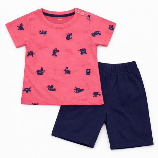 Luvlap Baby Boys Printed T-Shirt & Shorts Set Soft Cotton Summer Outfit  - Cutypi