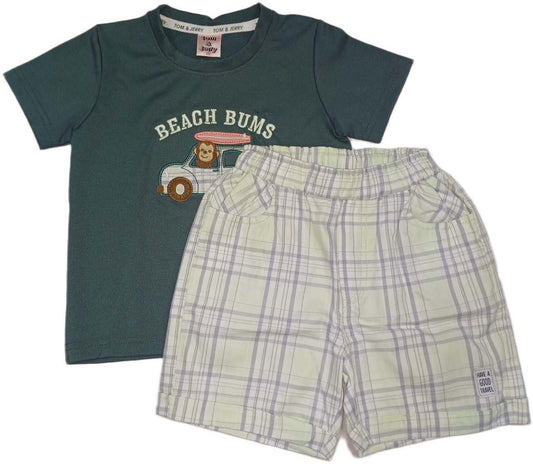 Boys Beach Bums Printed T-Shirt with Checked Pant