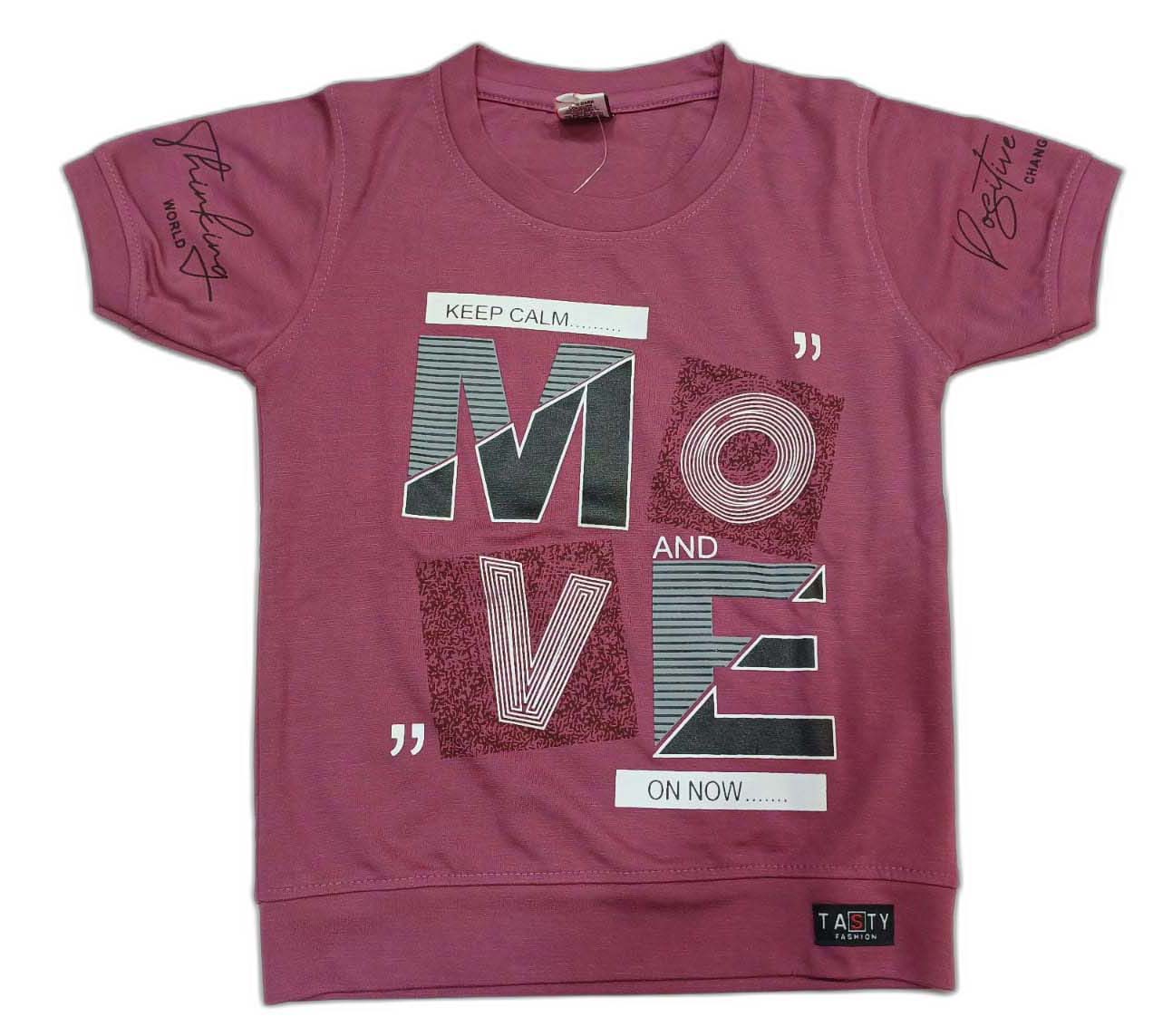 Boys Printed T-Shirt and Denim Shorts Set - Purple