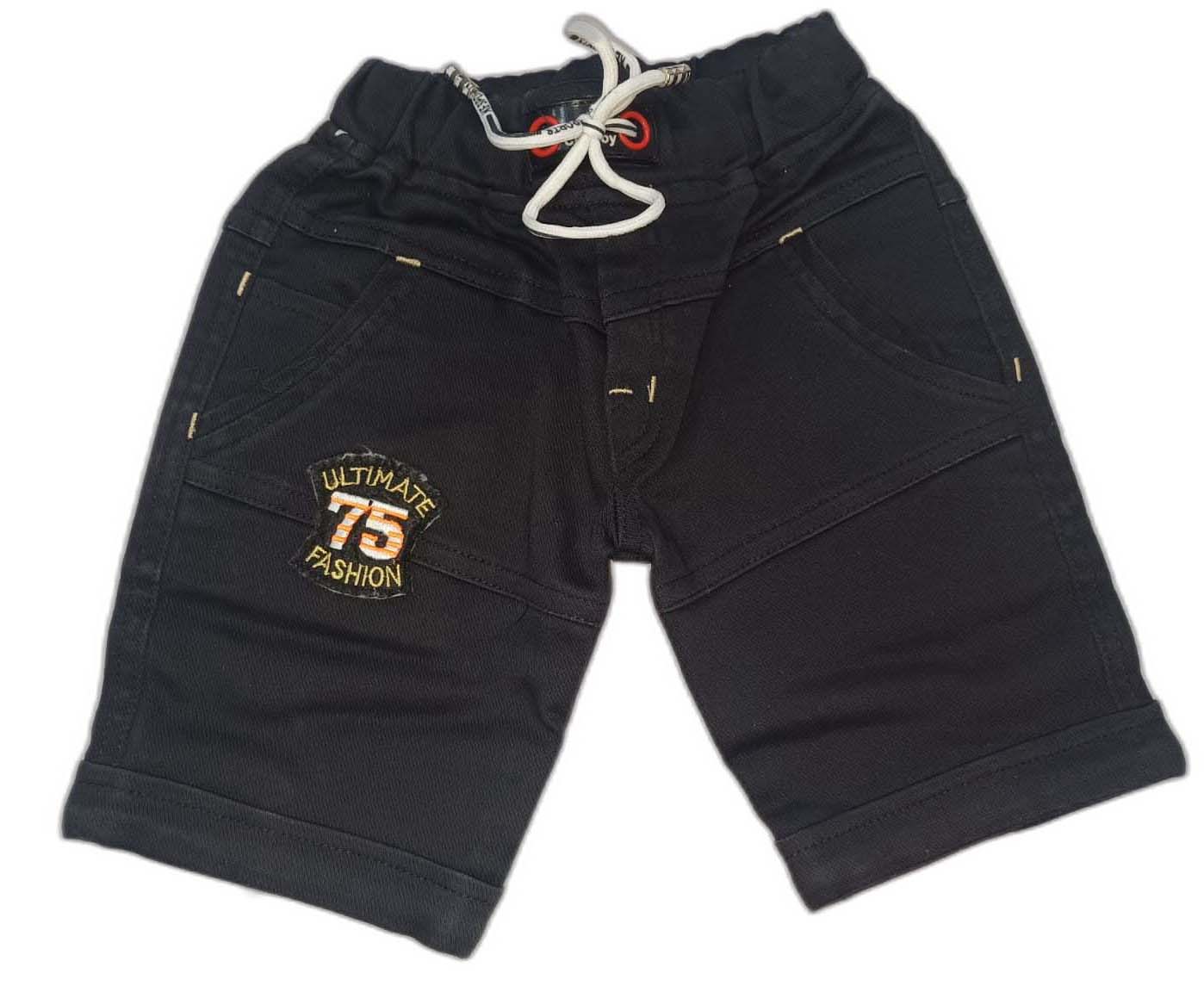 Half Sleeves Solid Shirt & Denim Short Set With Text Printed Inner T-Shirt